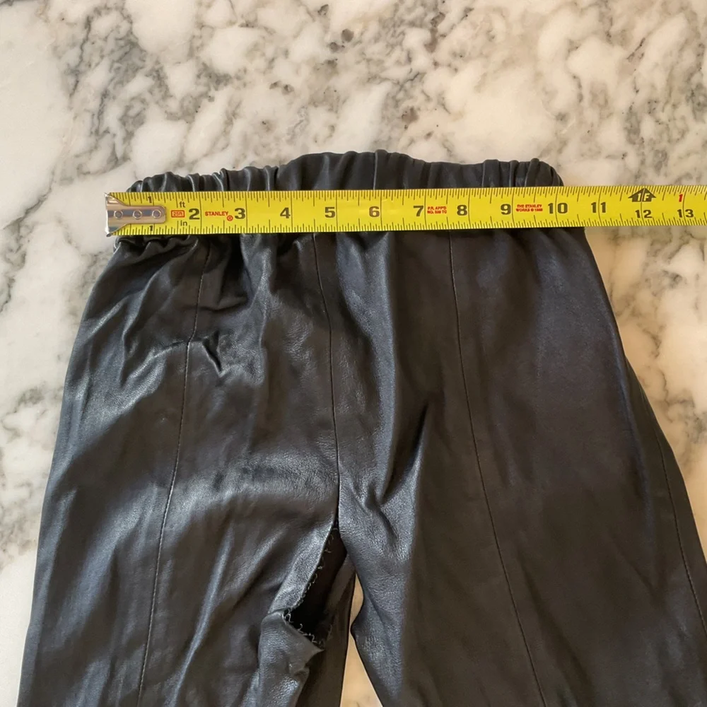 NWOT J Crew Collection Black 100% Leather Stretch Legging Sz 000 seam separated